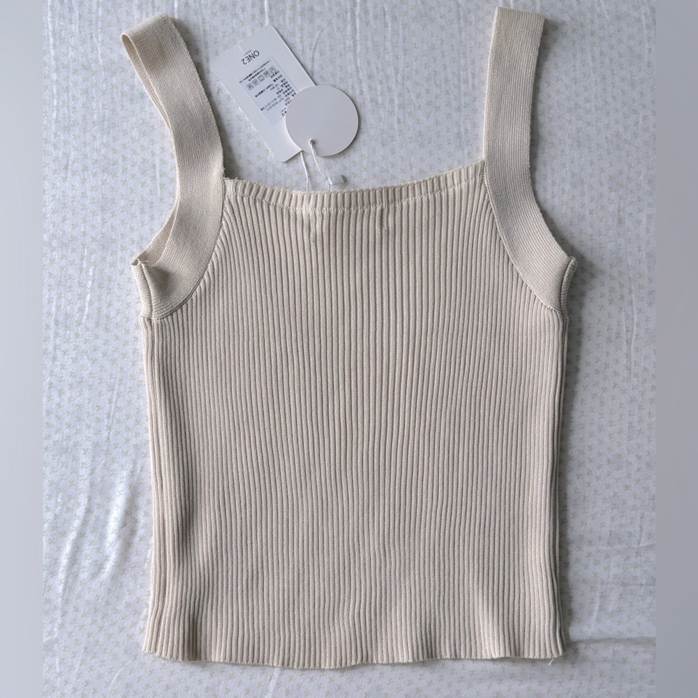 Cream tank knit tank top